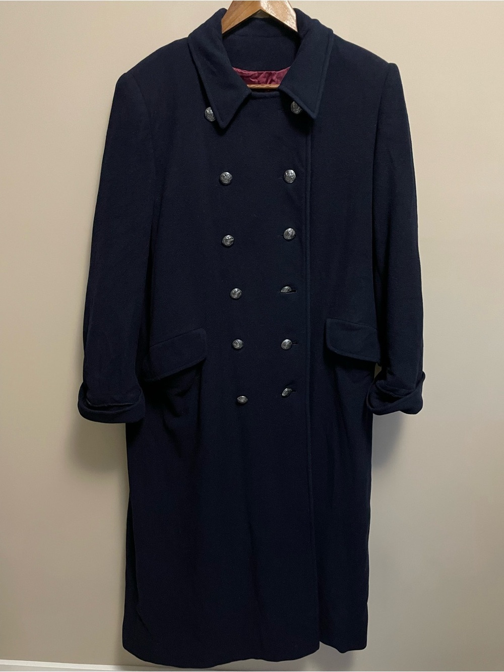 Holt Renfrew Double-Breasted Navy Wool Cashmere Peacoat Women’s Size 8